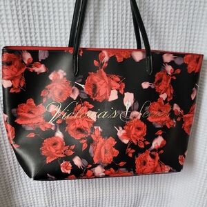 Victoria's Secret Black and Red Rose Tote